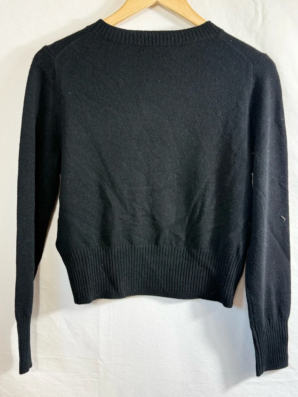J Crew 100% Cashmere Black Crewneck Cropped fit Women's Sweater